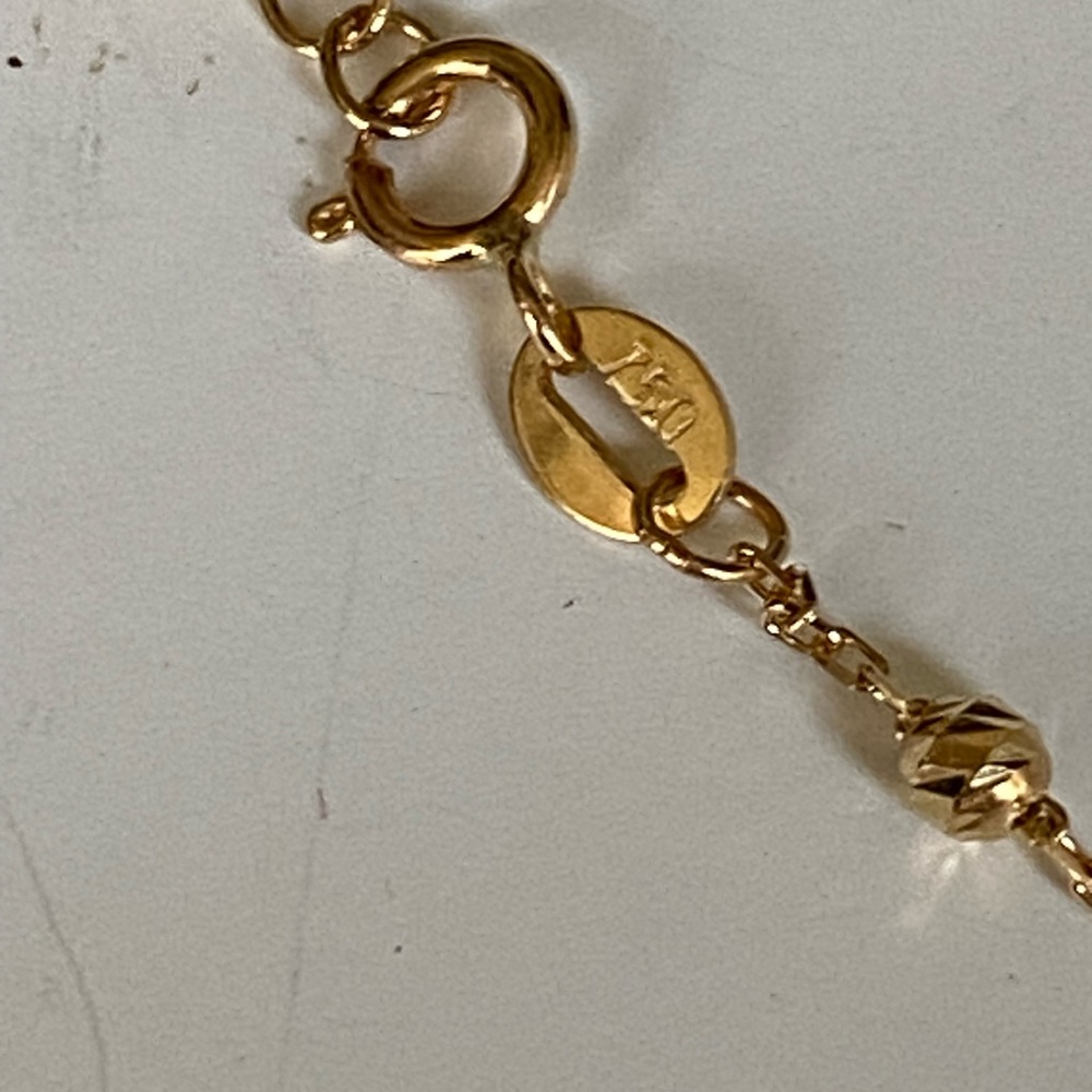 18kt solid lightweight stationed anklet adjustable - Picture 5 of 6